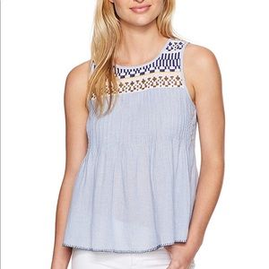 Lucky Brand Embroidered Yoke Sleeveless Top Size S